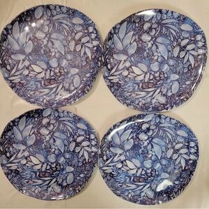 Artonomo Creatives 4pk Side Salad Melamine Plates Blue 8in Vibrant Plants Nature
